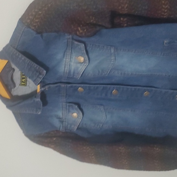 Taxi Jacket Denim Fabric Sleeves Womens Size XL ? X-large ? No Size Tag 20" Ptp - Picture 3 of 16